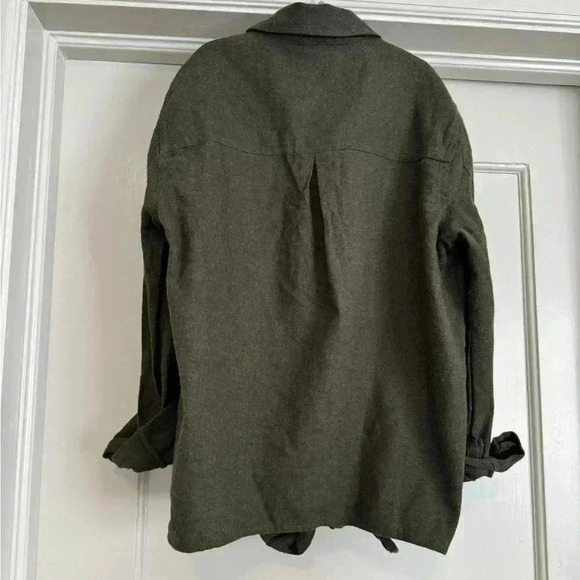 Madewell women’s NWT dark green flannel tie-front button down size XXS - Picture 6 of 9